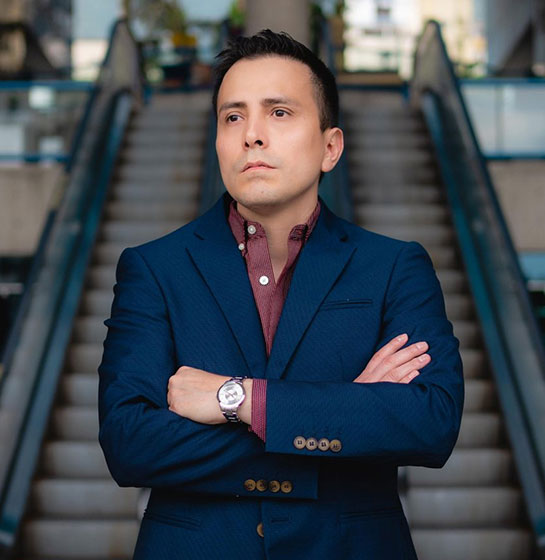 Portrait of a man in a blue suit